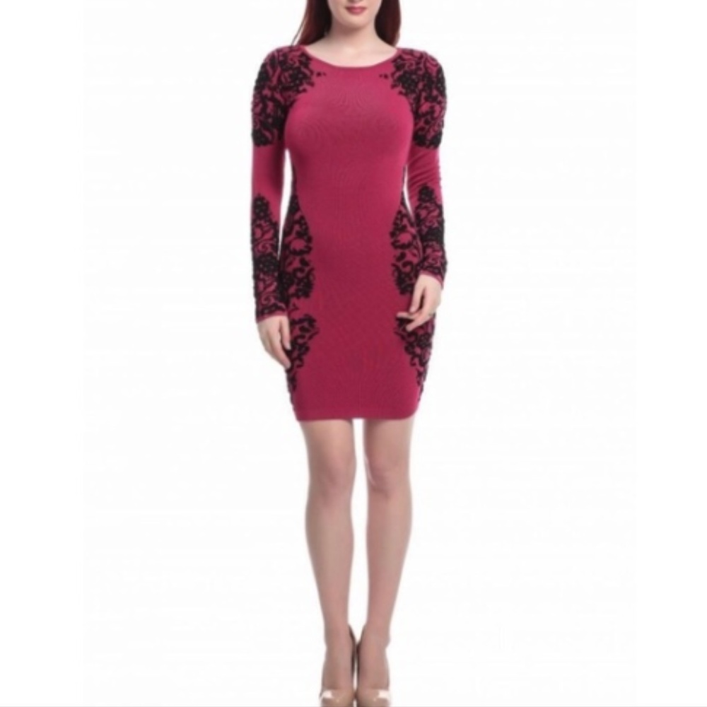 Short Hot Pink and Black Bebe Dress